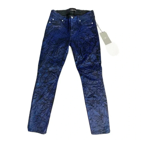 7 FOR ALL MANKIND Coated Crinkled skinny jeans size 26 - Picture 11 of 11